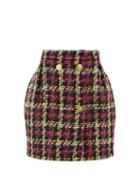 Matchesfashion.com Versace - Boucl Wool Blend Mini Skirt - Womens - Pink Multi