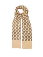 Matchesfashion.com Gucci - Gg Print Linen Blend Scarf - Womens - Black