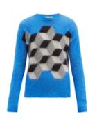 Matchesfashion.com 7 Moncler Fragment - Tile-intarsia Mohair-blend Sweater - Mens - Grey