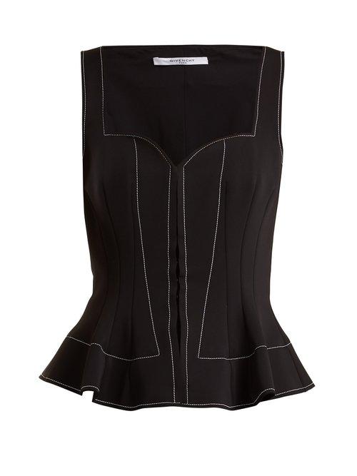 Matchesfashion.com Givenchy - Sweetheart Neck Peplum Top - Womens - Black