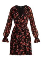 Matchesfashion.com Giambattista Valli - Petal Print Silk Dress - Womens - Black Multi