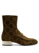 Gucci Mister Logo-jacquard Velvet Ankle Boots