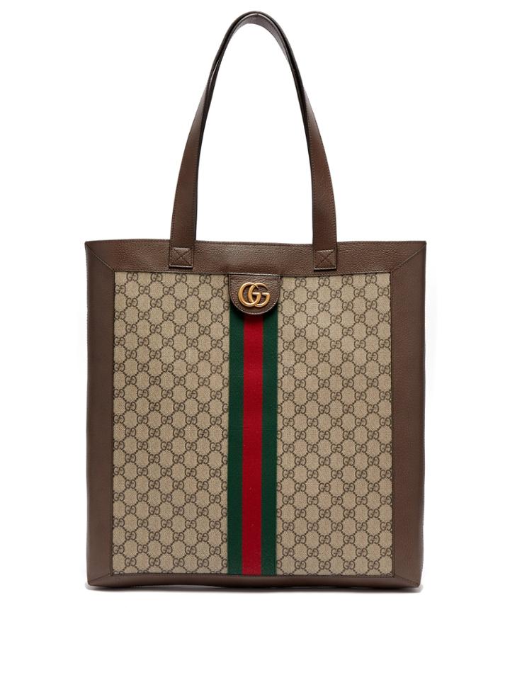 Gucci Gg Supreme Leather And Canvas Tote