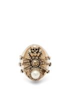 Matchesfashion.com Alexander Mcqueen - Spider Pearl And Crystal Embellished Ring - Womens - Gold