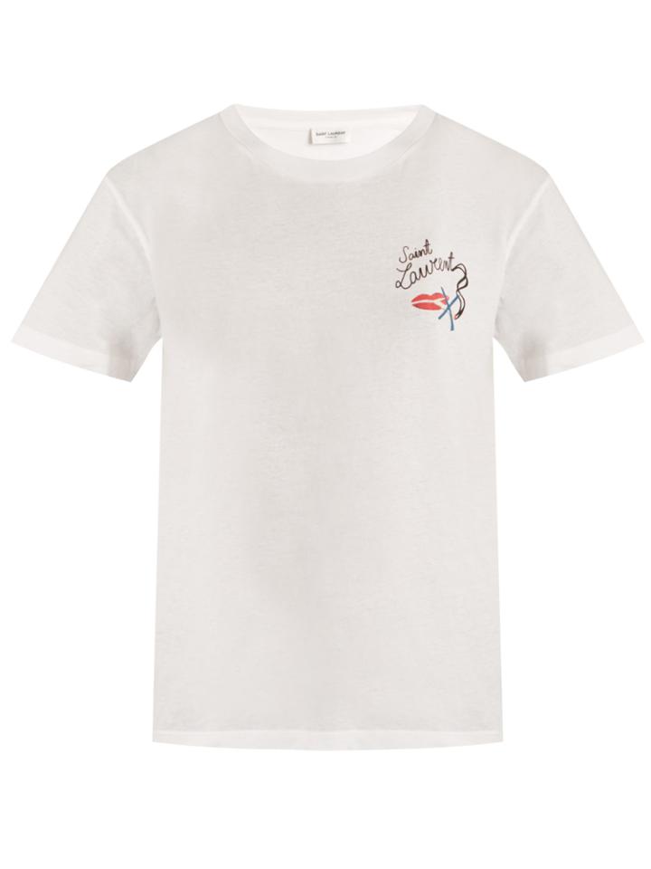 Saint Laurent La Bouche-print Cotton-jersey T-shirt