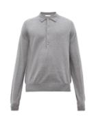 Matchesfashion.com The Row - Dylan Long Sleeve Wool Polo Shirt - Mens - Grey