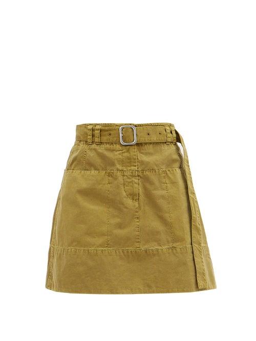 Matchesfashion.com Proenza Schouler White Label - Belted Cotton-canvas Mini Skirt - Womens - Khaki