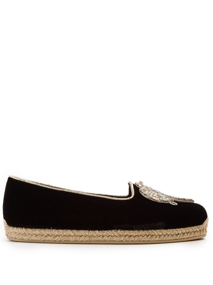 Christian Louboutin Noemie Playa Embroidered Velvet Espadrilles