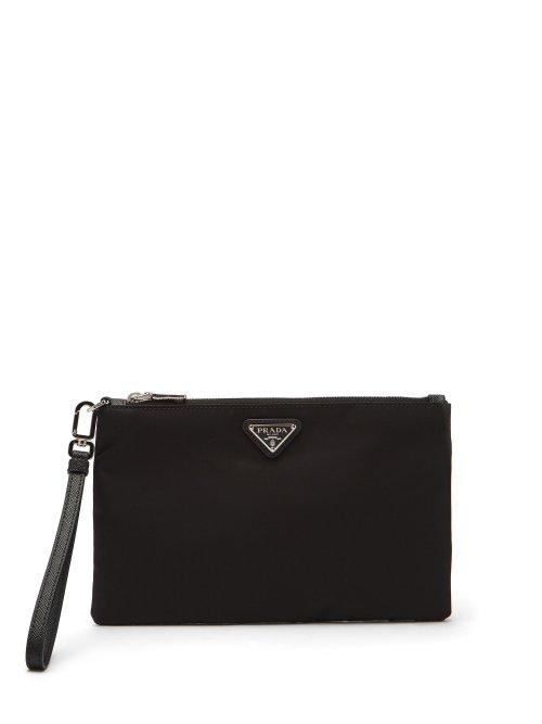 Matchesfashion.com Prada - Logo Plaque Small Nylon Pouch - Mens - Black
