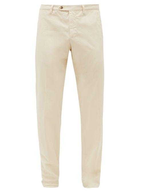 Matchesfashion.com Thom Sweeney - Mid-rise Cotton-blend Gabardine Chino Trousers - Mens - Cream