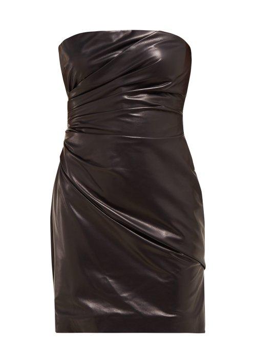 Matchesfashion.com Versace - Draped Leather Mini Dress - Womens - Black Multi