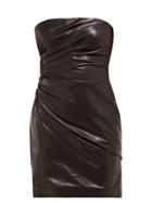 Matchesfashion.com Versace - Draped Leather Mini Dress - Womens - Black Multi