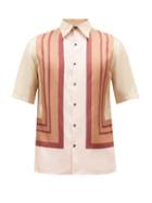 73 London - Graphic-stripe Silk-twill Shirt - Mens - Multi