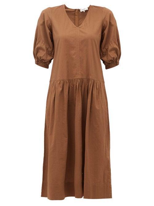 Matchesfashion.com Sea - Rumi V Neck Cotton Dress - Womens - Brown