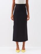 Raey - High-rise Organic Wool-blend Pencil Skirt - Womens - Navy