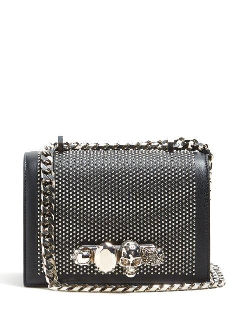 Matchesfashion.com Alexander Mcqueen - Knuckle Studded Leather Shoulder Bag - Womens - Black