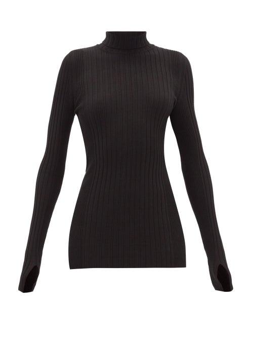 Matchesfashion.com Paco Rabanne - Ribbed Cotton-blend Roll-neck Sweater - Womens - Black