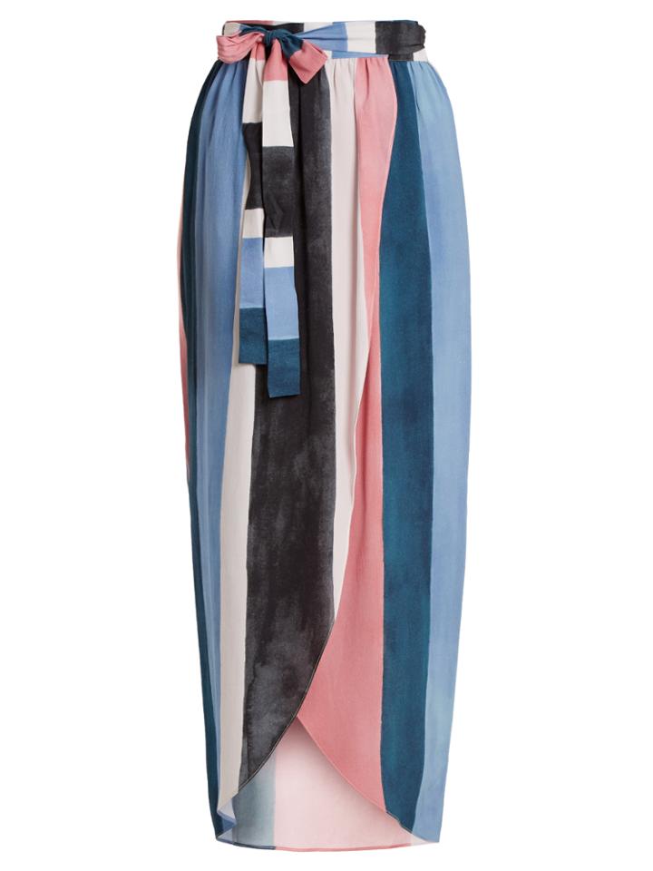 Mara Hoffman Farrah Block-print Crinkled-crepe Wrap Skirt