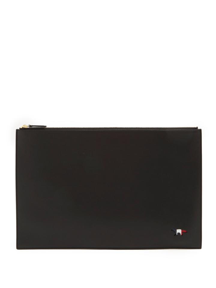 Maison Kitsuné Logo-detail Leather Pouch