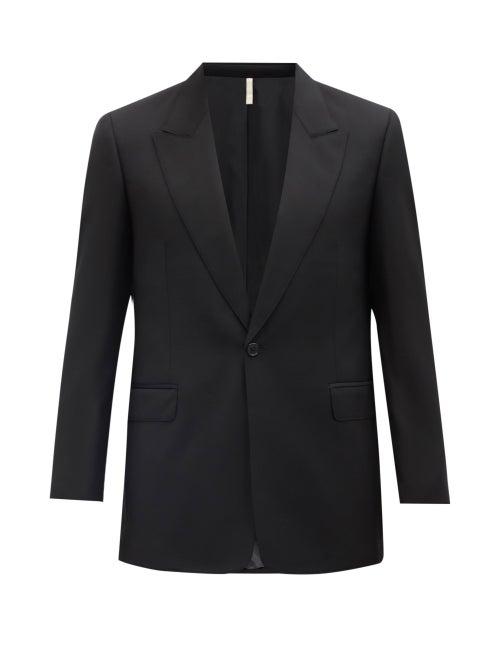 Sunflower - Peak-lapels Wool-twill Single-breasted Blazer - Mens - Black
