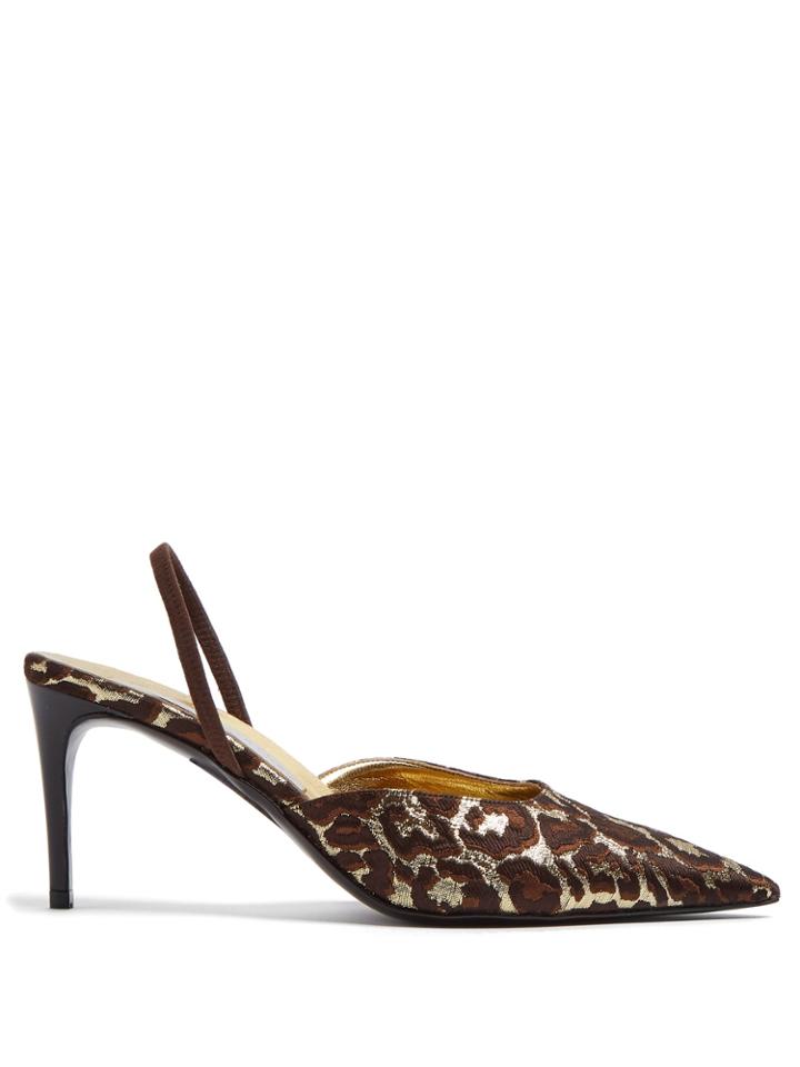 Stella Mccartney Leopard-print Brocade Slingback Pumps