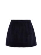 Redvalentino - Flared Cotton-corduroy Mini Skirt - Womens - Navy