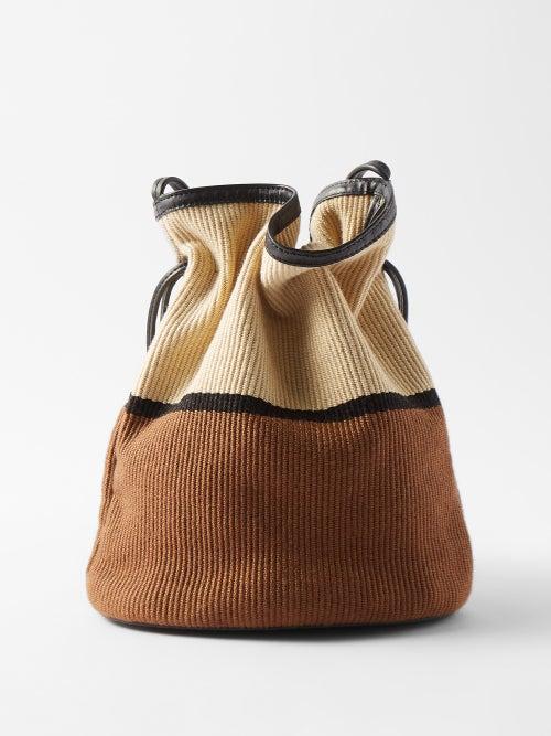 Hunting Season - Sac Mini Striped Cotton Cross-body Bag - Womens - Tan White