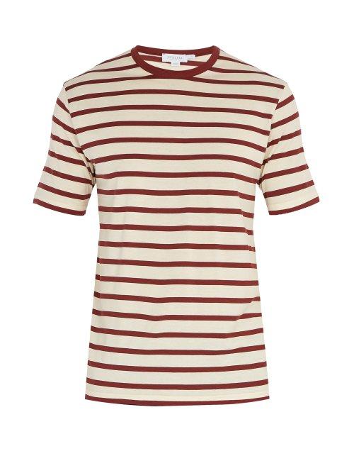 Matchesfashion.com Sunspel - Crew Neck Cotton Jersey T Shirt - Mens - Burgundy Multi