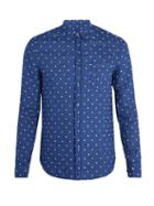 Matchesfashion.com 120% Lino - Polka Dot Embroidered Linen Shirt - Mens - Navy Multi