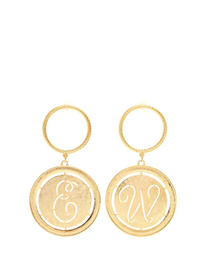Emilia Wickstead Glenda Gold-plated Hoop And Disc-drop Earrings
