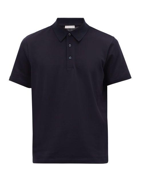 Matchesfashion.com Moncler - Logo-placket Cotton-piqu Polo Shirt - Mens - Navy