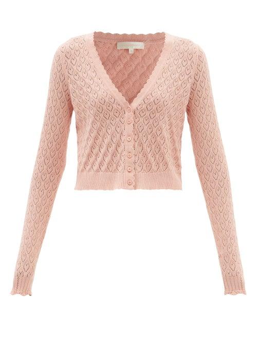 Loveshackfancy - Janie Organic-cotton Cropped Cardigan - Womens - Pink