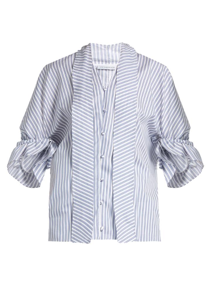 J.w.anderson Ruffled-cuff Striped Cotton Shirt