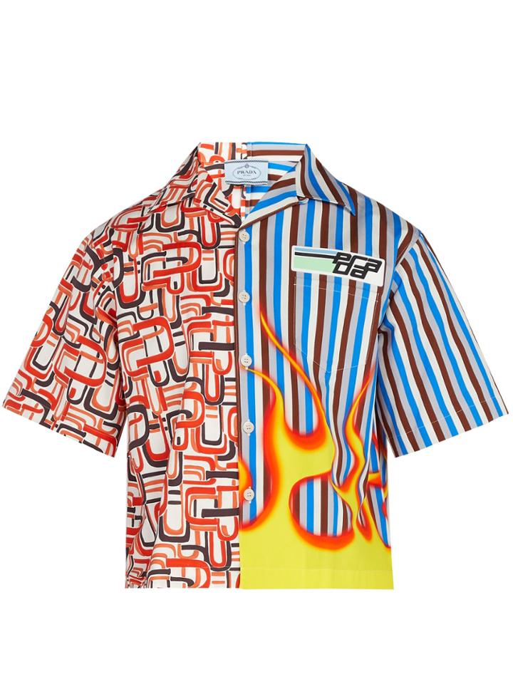 Prada Flame Printed Cotton-twill Shirt
