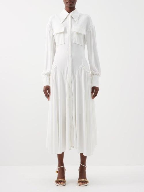 Proenza Schouler - Ruched Jersey Shirt Dress - Womens - White