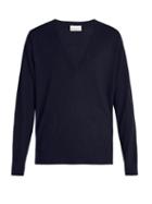 Matchesfashion.com Raey - V Neck Fine Knit Cashmere Sweater - Womens - Navy