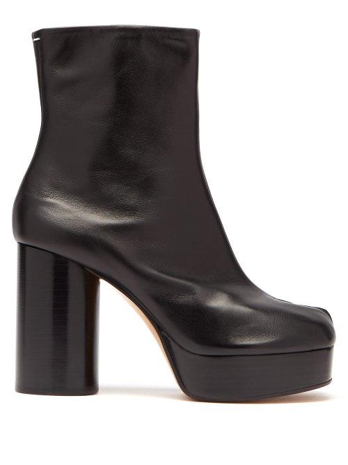 Matchesfashion.com Maison Margiela - Tabi Split Toe Leather Platform Boots - Womens - Black