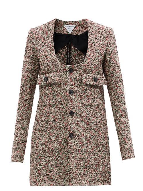 Matchesfashion.com Bottega Veneta - Scoop-neck Cotton-blend Boucl Jacket - Womens - Brown Multi