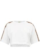 Matchesfashion.com Fendi - Cropped Logo Print Cotton T Shirt - Womens - White