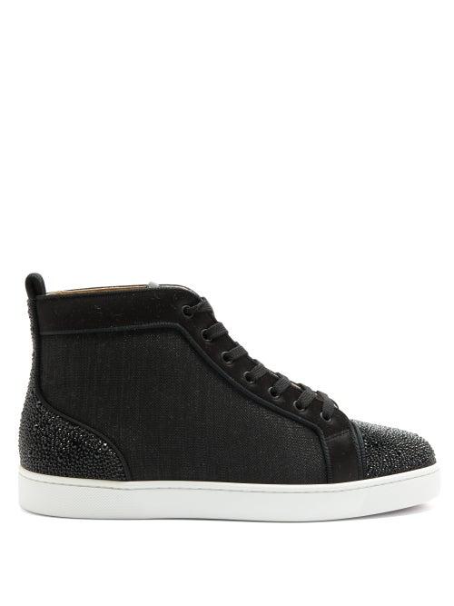 Matchesfashion.com Christian Louboutin - Louis P Strass Ii Canvas High-top Trainers - Mens - Black Multi