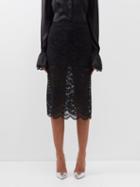Paco Rabanne - Floral-lace Midi Skirt - Womens - Black