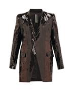 Matchesfashion.com Rick Owens - Single-breasted Sequinned-cotton Longline Blazer - Mens - Black Brown