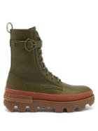 Moncler - Carinne Lace-up Leather Boots - Womens - Khaki