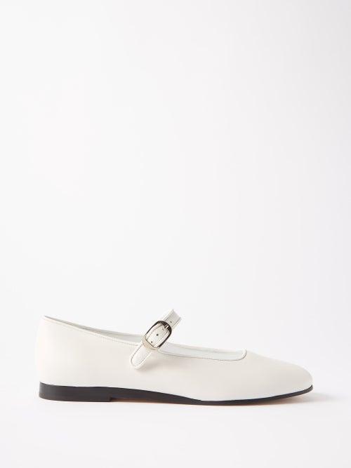 Le Monde Beryl - Round-toe Leather Mary Jane Flats - Womens - White