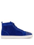 Christian Louboutin Lou Spike-embellished Suede High-top Trainers