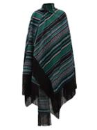Matchesfashion.com Erdem - Thera Striped Cotton-blend Wrap Cape - Womens - Black Green