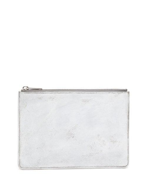 Matchesfashion.com Maison Margiela - Bianchetto-painted Faux-leather Pouch - Mens - White