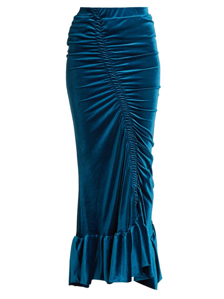 Preen By Thornton Bregazzi Catriona Ruched Stretch-velvet Skirt