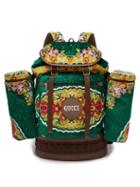 Matchesfashion.com Gucci - Alpina Floral Velvet Backpack - Womens - Green Multi