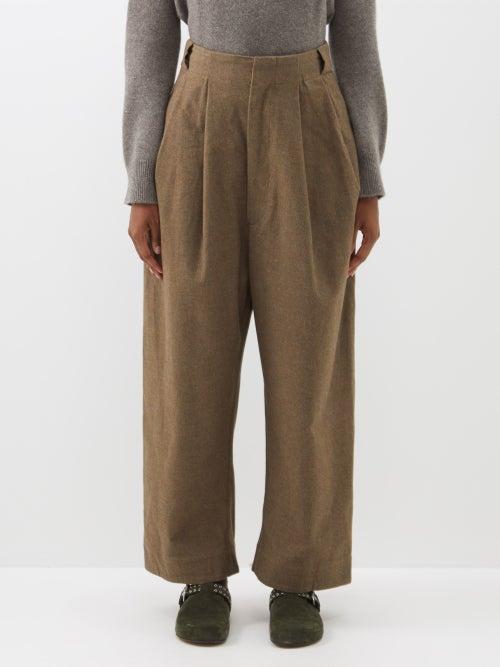 Lauren Manoogian - High-waist Cotton Wide-leg Trousers - Womens - Light Brown